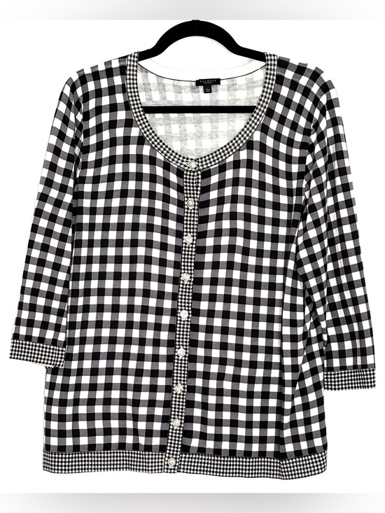 Talbots Sweaters - Talbots Charming Cardigan Three-Quarter Sleeve Mixed Gingham Size 1XP